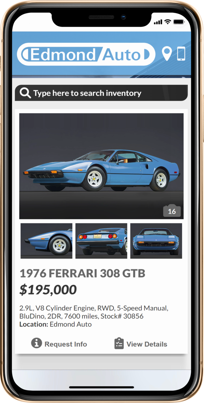 DealerWebConnect mobile inventory display